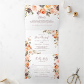 Classic Chic Boho Floral Trifold Wedding Drieluik Uitnodiging (Binnen)