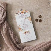 Classic Chic Boho Floral Wedding All In One Uitnodiging