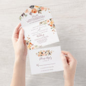 Classic Chic Boho Floral Wedding All In One Uitnodiging (Afscheurbaar)