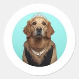 Classic Chic Breakfast Poster Golden Retriever Ronde Sticker