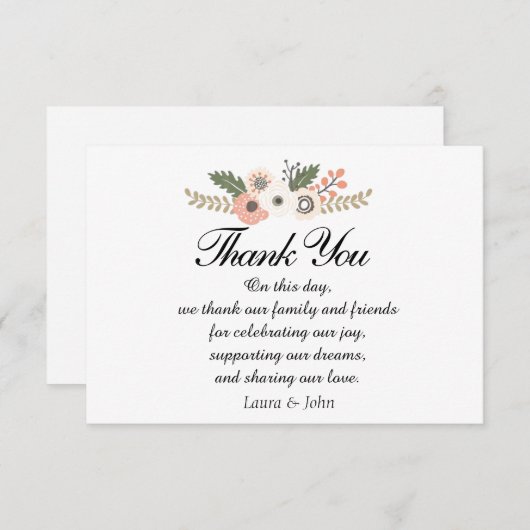 Classic Chic bruiloft bedankt je kaart (Voorkant / Achterkant)