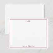 Classic Chic Burgundy Red Monogram Name Minimalist Notitiekaartje (Voorkant / Achterkant)