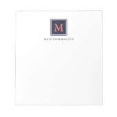 Classic Chic Dark Blue en Coral Monogram Notitieblok (Voorkant)