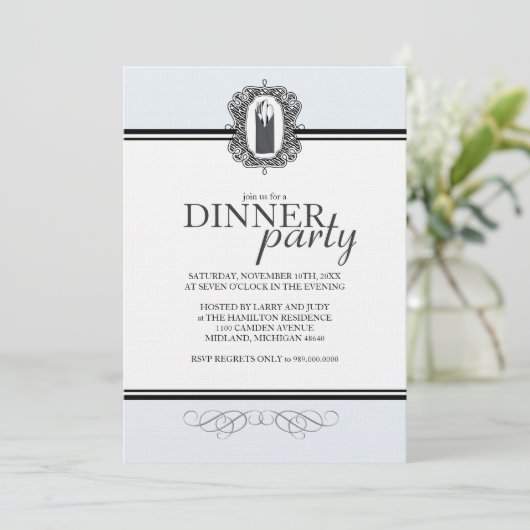 Classic Chic Dinner Party-uitnodigingen Kaart (Staand voorkant)