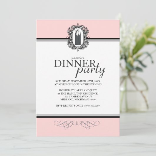 Classic Chic Dinner Party-uitnodigingen Kaart (Staand voorkant)