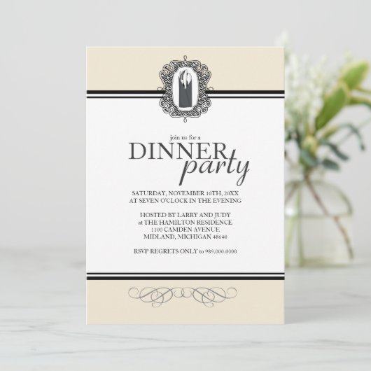 Classic Chic Dinner Party-uitnodigingen Kaart (Staand voorkant)