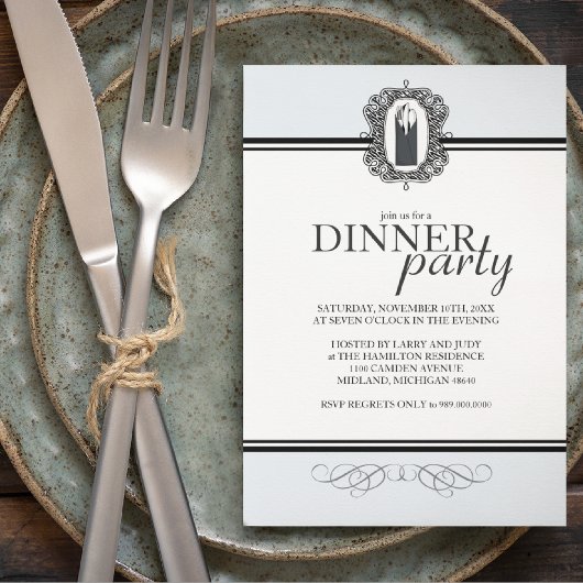 Classic Chic Dinner Party-uitnodigingen Kaart