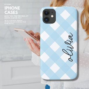 Classic Chic Gingham Plaid Buffalo Check Bord blau Case-Mate iPhone Case