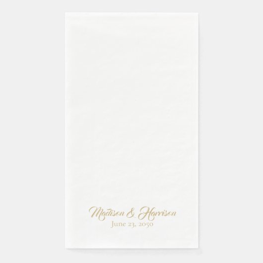 Classic chic gold script aangepaste namen datum br servet (Voorkant)