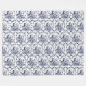 Classic  Chic Hollandse Windmolen Delfts Blauw Fleece Deken (Voorkant (Horizontaal))