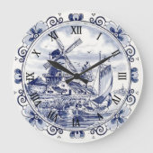 Classic  Chic Hollandse Windmolen Delfts Blauw Grote Klok (Voorkant)