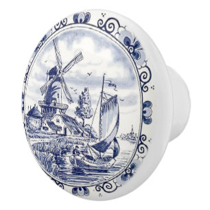 Classic Chic Hollandse Windmolen Delfts Blauw Keramische Knop