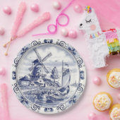 Classic  Chic Hollandse Windmolen Delfts Blauw Papieren Bordje (Feest)