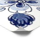 Classic  Chic Hollandse Windmolen Delfts Blauw Poster (Hoek)