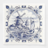 Classic  Chic Hollandse Windmolen Delfts Blauw Servetten (Voorkant)