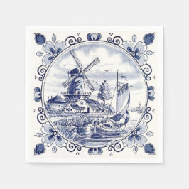 Classic  Chic Hollandse Windmolen Delfts Blauw Servetten