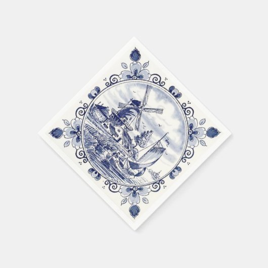 Classic  Chic Hollandse Windmolen Delfts Blauw Servetten (Hoek)