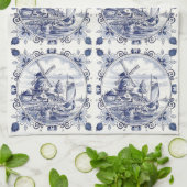 Classic  Chic Hollandse Windmolen Delfts Blauw Theedoek (Gevouwen)
