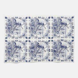 Classic  Chic Hollandse Windmolen Delfts Blauw Theedoek