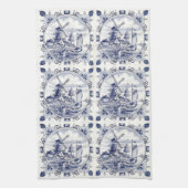 Classic  Chic Hollandse Windmolen Delfts Blauw Theedoek (Verticaal)