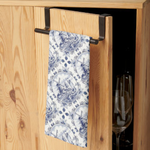 Classic  Chic Hollandse Windmolen Delfts Blauw Theedoek