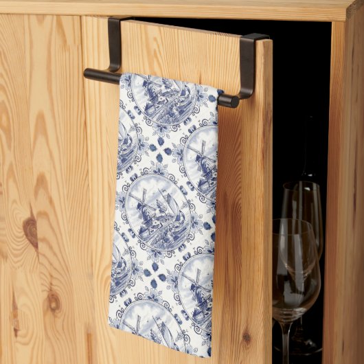 Classic  Chic Hollandse Windmolen Delfts Blauw Theedoek (Derde Gevouwen)