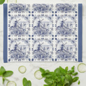 Classic  Chic Hollandse Windmolen Delfts Blauw Theedoek (Gevouwen)