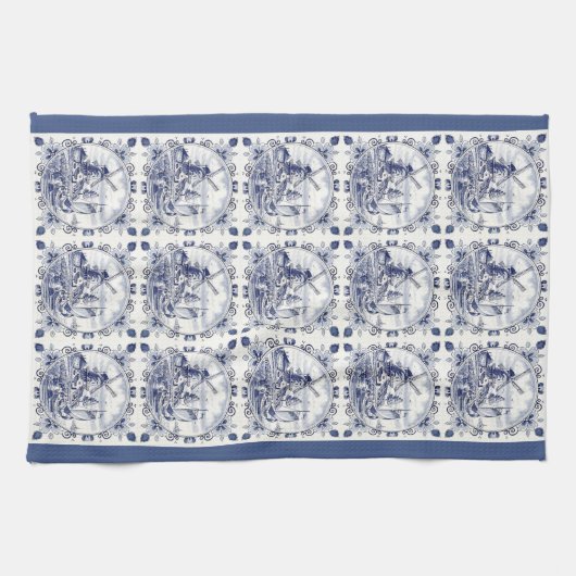 Classic  Chic Hollandse Windmolen Delfts Blauw Theedoek (Horizontaal)