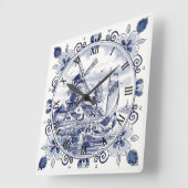 Classic  Chic Hollandse Windmolen Delfts Blauw Vierkante Klok (Hoek)