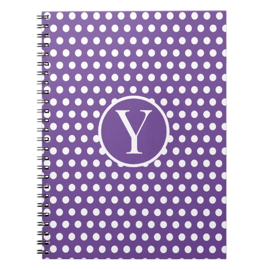 Classic Chic initiaal letter Polka Dot Paarse Notitieboek (Voorkant)
