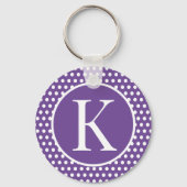 Classic Chic initiaal letter Polka Dots Sleutelhan Sleutelhanger (Voorkant)