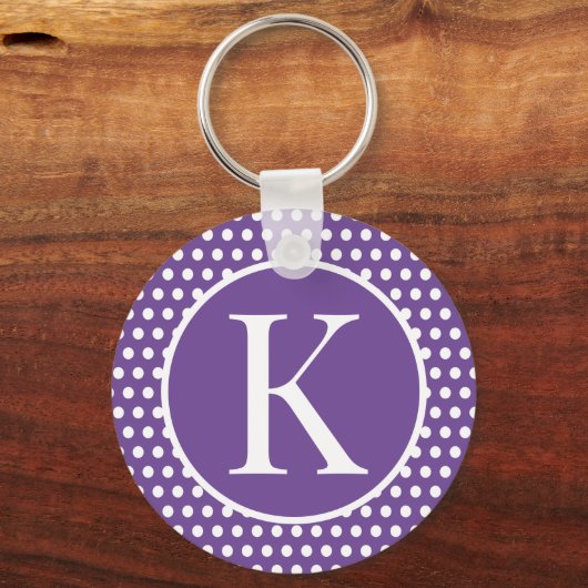 Classic Chic initiaal letter Polka Dots Sleutelhan Sleutelhanger (Voorkant)