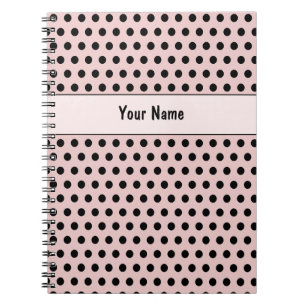 Classic Chic Pink & Black Naam Polka Dots Notitieboek