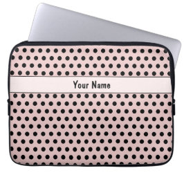 Classic Chic Schattigee naam Polka Dots Roze & Zwa Laptop Sleeve