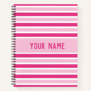 Classic Chic Schattigee Naam Roze & Witte Strepen Notitieboek