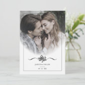 Classic Chic Typography Script Photo Weddenschap Kaart (Staand voorkant)