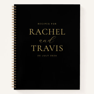 Classic Chic Zwart en Goud Pas getrouwd Recept Notitieboek