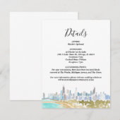 Classic Chicago Skyline Watercolor Details Card Kaart (Voorkant / Achterkant)