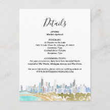 Classic Chicago Skyline Watercolor Details Card