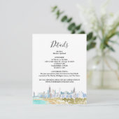 Classic Chicago Skyline Watercolor Details Card Kaart (Staand voorkant)