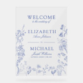 Classic Chinoiserie Blauw Victoriaans Bloemen Brui Acryl Bord (Voorkant)