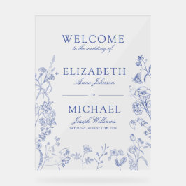 Classic Chinoiserie Blauw Victoriaans Bloemen Brui Acryl Bord