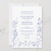 Classic Chinoiserie Blauw Victoriaans Bloemen Brui Kaart (Voorkant)