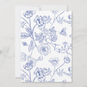Classic Chinoiserie Blauw Victoriaans Bloemen Brui Kaart (Achterkant)