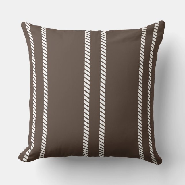 Classic Chocolate Brown with Stripes Throw Pillow Kussen (Voorkant)