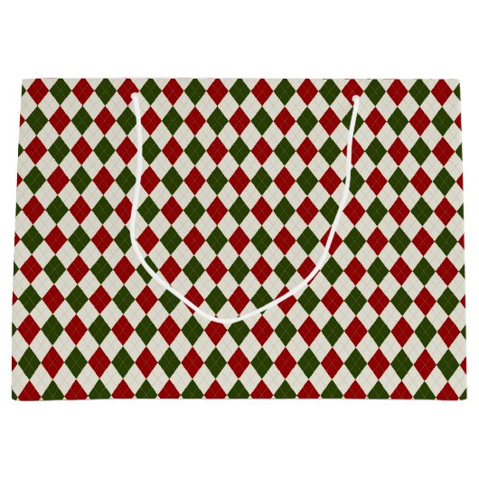 Classic Christmas Argyle Patroon Groot Cadeauzakje (Voorkant)