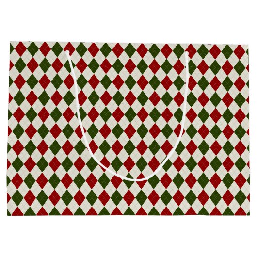 Classic Christmas Argyle Patroon Groot Cadeauzakje (Achterkant)