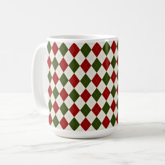 Classic Christmas Argyle Patroon Koffiemok (Voorkant links)