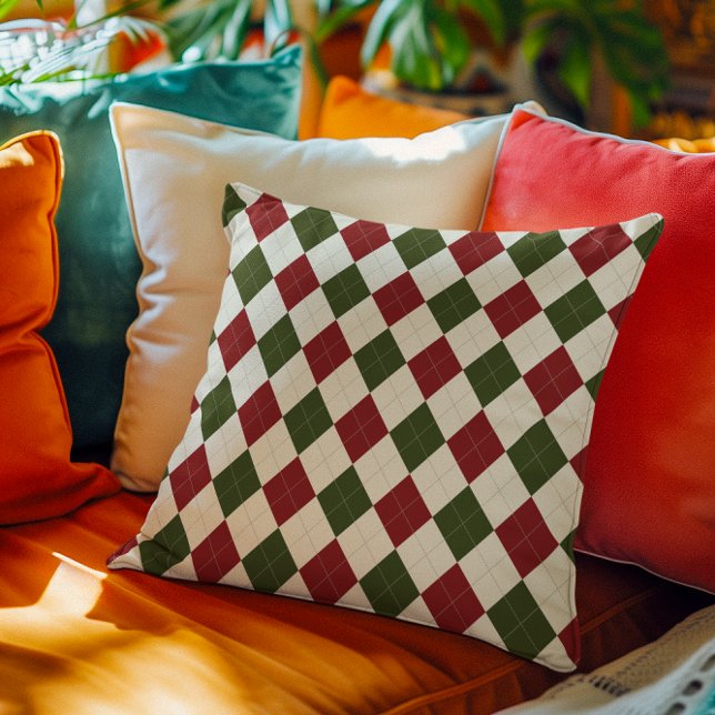 Classic Christmas Argyle Patroon Kussen (Creator heeft geüpload)