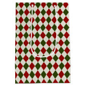 Classic Christmas Argyle Patroon Medium Cadeauzakje (Achterkant)